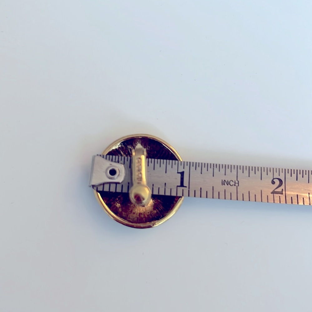NAPIER GOLD BLACK VINTAGE CLIP ON ROUND EARRINGS - Picture 6 of 6